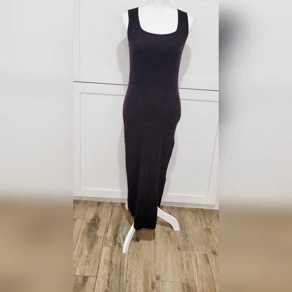 AllSaints Brown Wool Alpaca Blend Margo Knit Ribbed Midi Dress | Size Small - Picture 2 of 5